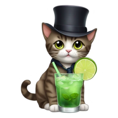 baby sherlock holmes cat drinking mojito sticker