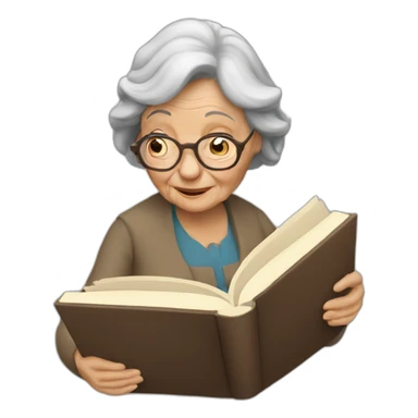 Old woman reading a book sticker