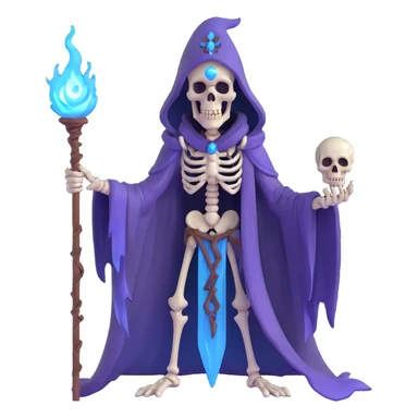 sinister skeletal lich mage with skull staff and dark magical aura sticker