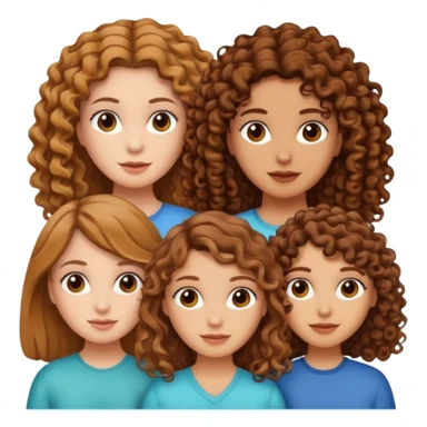 Three white girls, all of off this with brown hair but one whit straight one whit curly and one whit very curly(aesthetic) sticker