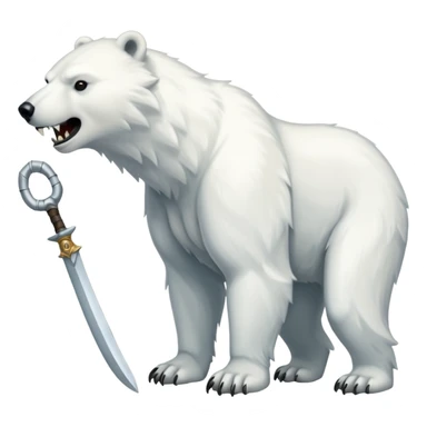 Polar bear with saber fangs and a wolf’s tail; full body sticker