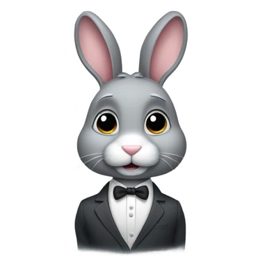 Grey bunny in a suit sticker