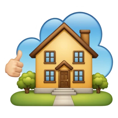 House with thumbs up sticker