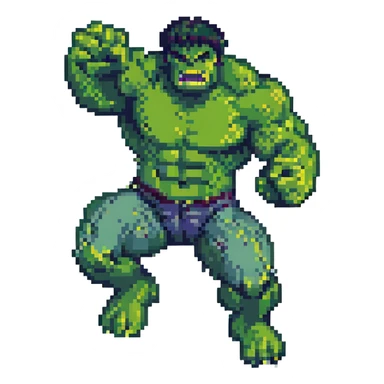 Hulk jumping, pixel art style sticker