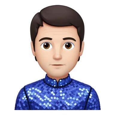 Jeff East, Actor with dark brown hair, periwinkle sequin outfit sticker