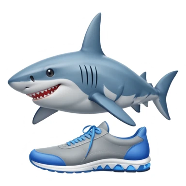 A shark with blue shoes sticker
