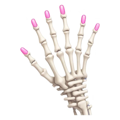 skeleton hand with long pink nails sticker