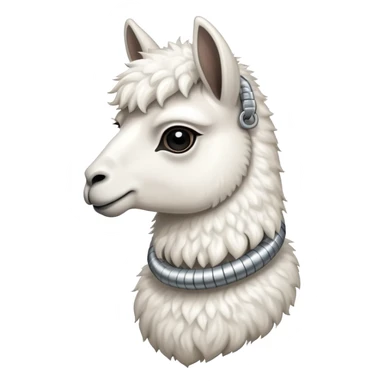 white llama with a steel resilient coil around the neck sticker
