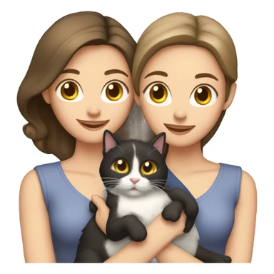 Two white brunettes with two cats in hands sticker