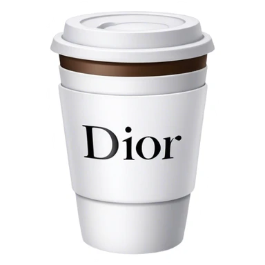 white DIOR brand coffee cup sticker