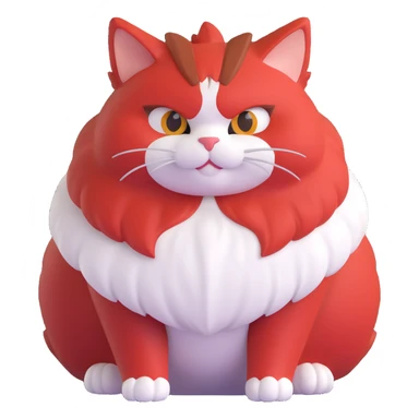 A happy, moderately plump barbarian cat that is red and white, fluffy sticker