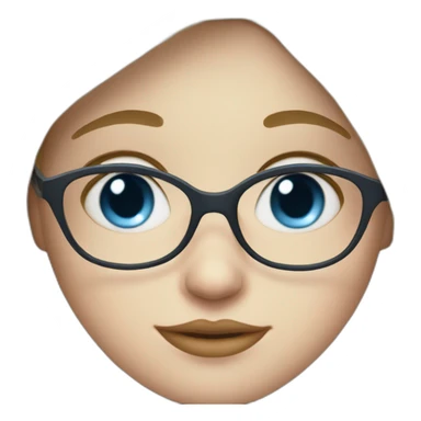 girl with blue eyes , fringe white ,skin and a little cheek and glasses sticker