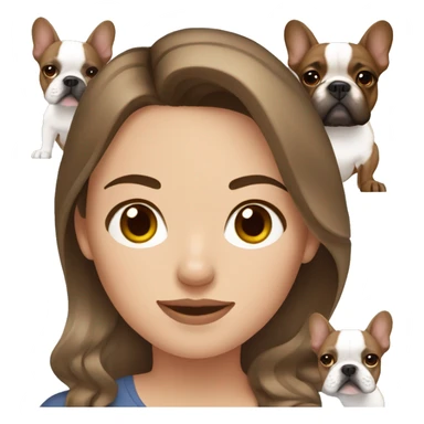 Brown haired white woman with a brown French bulldog  sticker