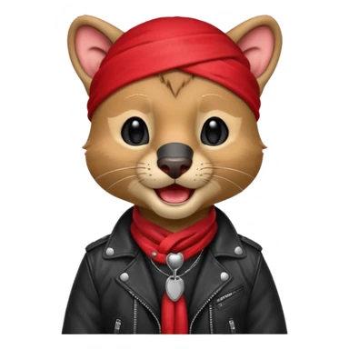 Fossa animal in a red bandana dressed as a rock singer winks sticker