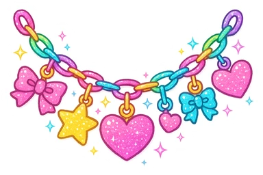 girly sparkling charm bracelet, colorful, cute sticker