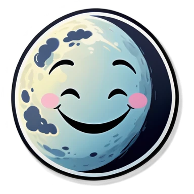 Moon with a happy face  sticker