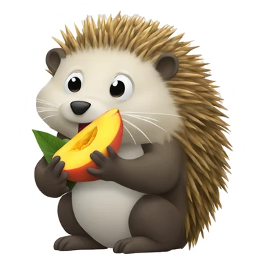 Porcupine eating a mango sticker