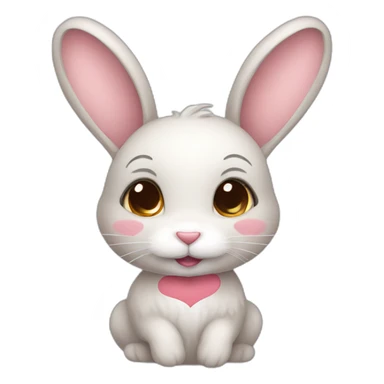 Cute rabbit with blush and hearts sticker