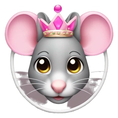 Mouse with pink crown long eyelashes and hoop earrings  sticker