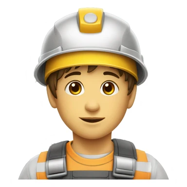 Niño gordo vestido de construccion con casco sticker