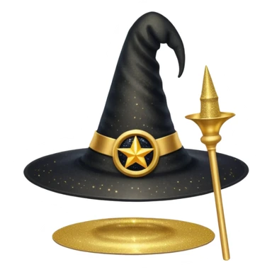 Glitter Black Hat of Witch Copas Symbol of Card sticker