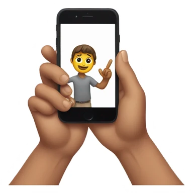 Hands holding a phone taking a selfie sticker