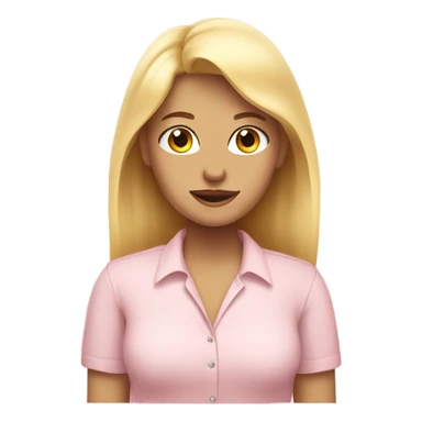 blonde woman. light pink shirt. mood swings. sticker