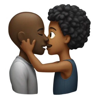 Black man getting a kiss sticker