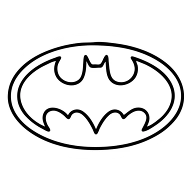 batman logo, classic comic book style, thick outlines, black bat, yellow background, no text sticker
