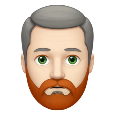 Greenish grey eyed adult man with tired look. Short dark grey hair, poor amount. He has a very long beard hanging. Pale skin. He's serious and looks tired. Make sure his hair and beard are both dark gray. Not redhead. sticker