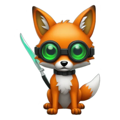 fox with a knife and night vision goggles sticker