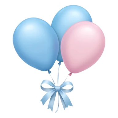 Light pink and pastel blue balloons tied together by a white ribbon sticker