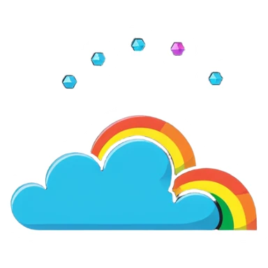whimsical cloud made of crystals with rainbow reflections sticker