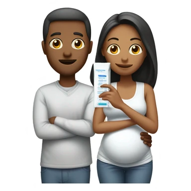 couple looking at pregnancy test sticker