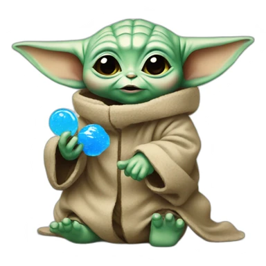 Baby yoda eating blue candy sticker