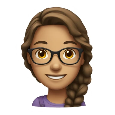 Girl with glasses and brown hair smiling sticker