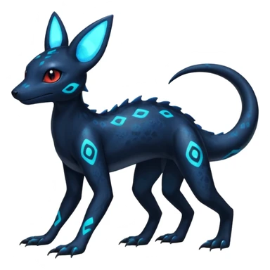 L Scaley Exotic Salandit-Aurorus-Umbreon-Fakémon-hybrid-creature (full body), 4 legs sticker