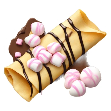 Yummy crepes with chocolate drizzled over with little white and pink marshmallows  sticker