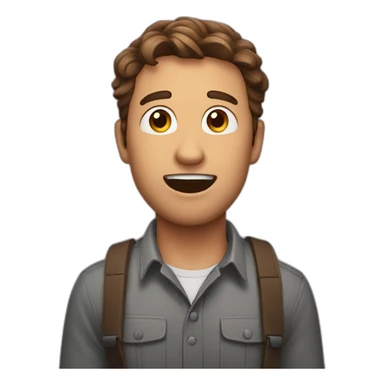 man surprised face with brown hair sticker