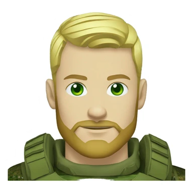 ukrainian military blonde man with a beard with green eyes with blue viking paint on the face  sticker