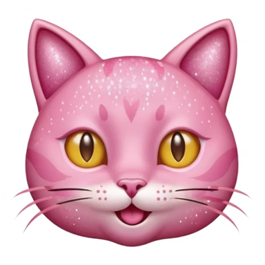 glitter pink cat happy winking sticker