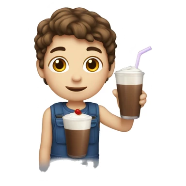boy with brown hair drinking a shake sticker