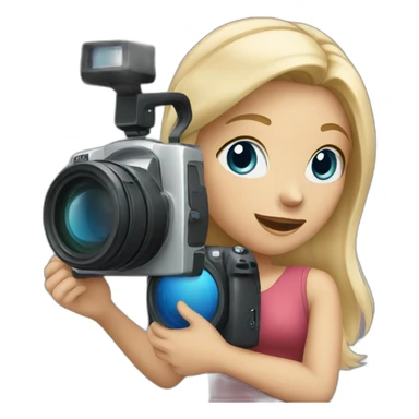 Blonde Girl with blue eyes with camera in her hands sticker