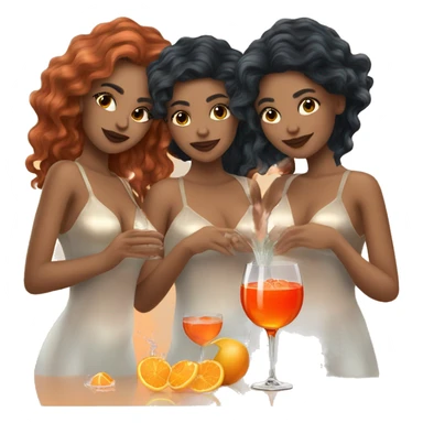 Three beautiful mermaids light skin drinking aperol sticker