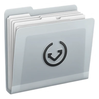 A minimal emoji-style icon of this frosted light-gray plastic folder with elastic closure, closed, with a small clean tax/forms symbol on the front (stacked papers or checklist icon), subtle shading, and a neutral, administrative, organized vibe. sticker