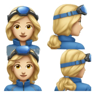 Pretty Honey blonde woman fair skin in blue helmet and blue flight jumpsuit  sticker