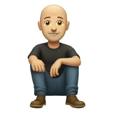 Bald man on a boat sticker