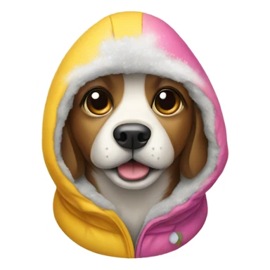 Dog wearing snowsuit sticker