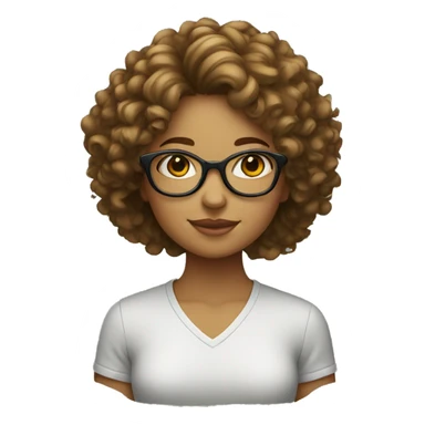A girl with curly hairs wearing glasses sticker