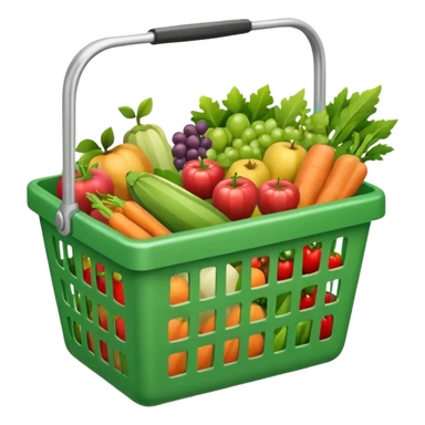 A GREEN SHOPPING BASKET WITH GROCCERIES IN IT sticker